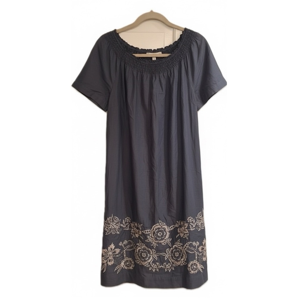 Talbots Women's Navy Off-Shoulder Dress with Floral Embroidery - Picture 2 of 6
